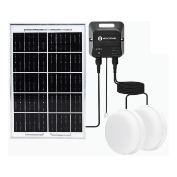 Aigostar - LED solarna svetilka 2xLED/35W/12V 6000 mAh 6500K premer 16,8 cm + daljinski upravljalnik