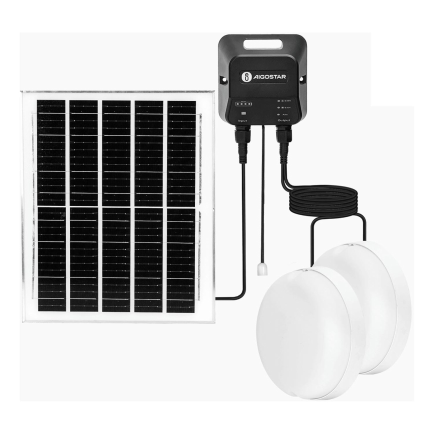Aigostar - LED Solarna svetilka 2xLED/70W/12V 12000 mAh 6500K pr. 20,5 cm + Daljinski upravljalnik