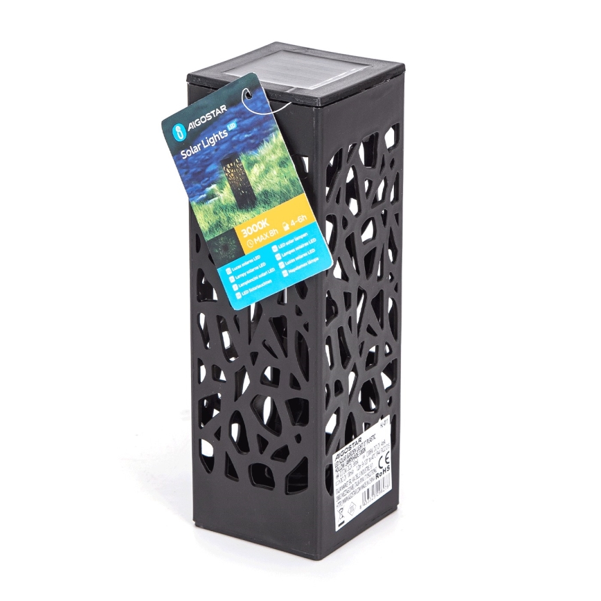 Aigostar - LED Solarna svetilka LED/0,006W/1,2V 100 mAh 28,5 cm črna 6500K IP44
