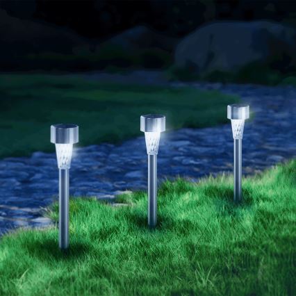 Aigostar - LED Solarna svetilka LED/0,006W/1,2V 40 mAh 29,5 cm mat krom 6500K IP44