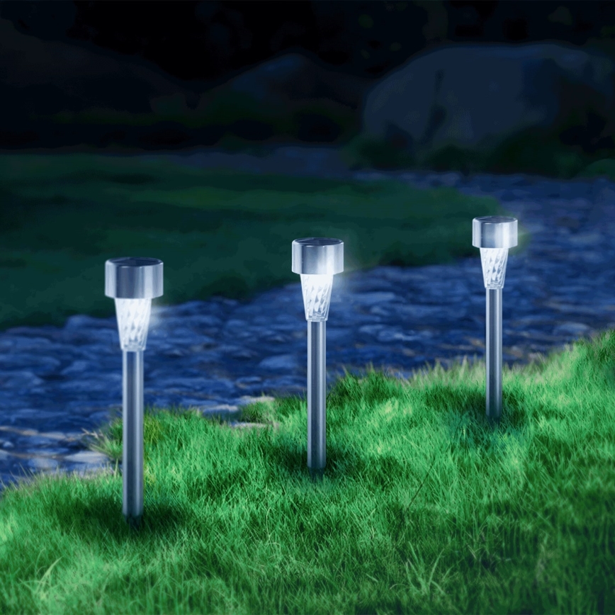 Aigostar - LED Solarna svetilka LED/0,006W/1,2V 40 mAh 29,5 cm mat krom 6500K IP44