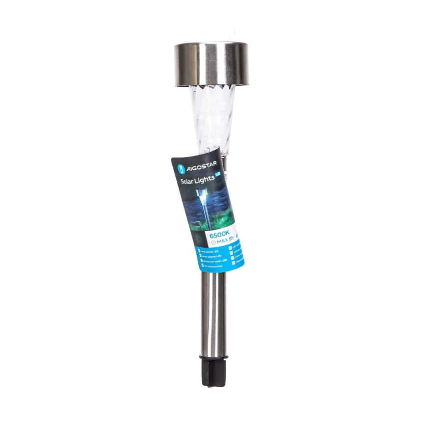 Aigostar - LED Solarna svetilka LED/0,006W/1,2V 40 mAh 29,5 cm mat krom 6500K IP44