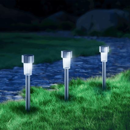 Aigostar - LED Solarna svetilka LED/0,006W/1,2V 29,5 cm 40 mAh mat krom 6500K IP44