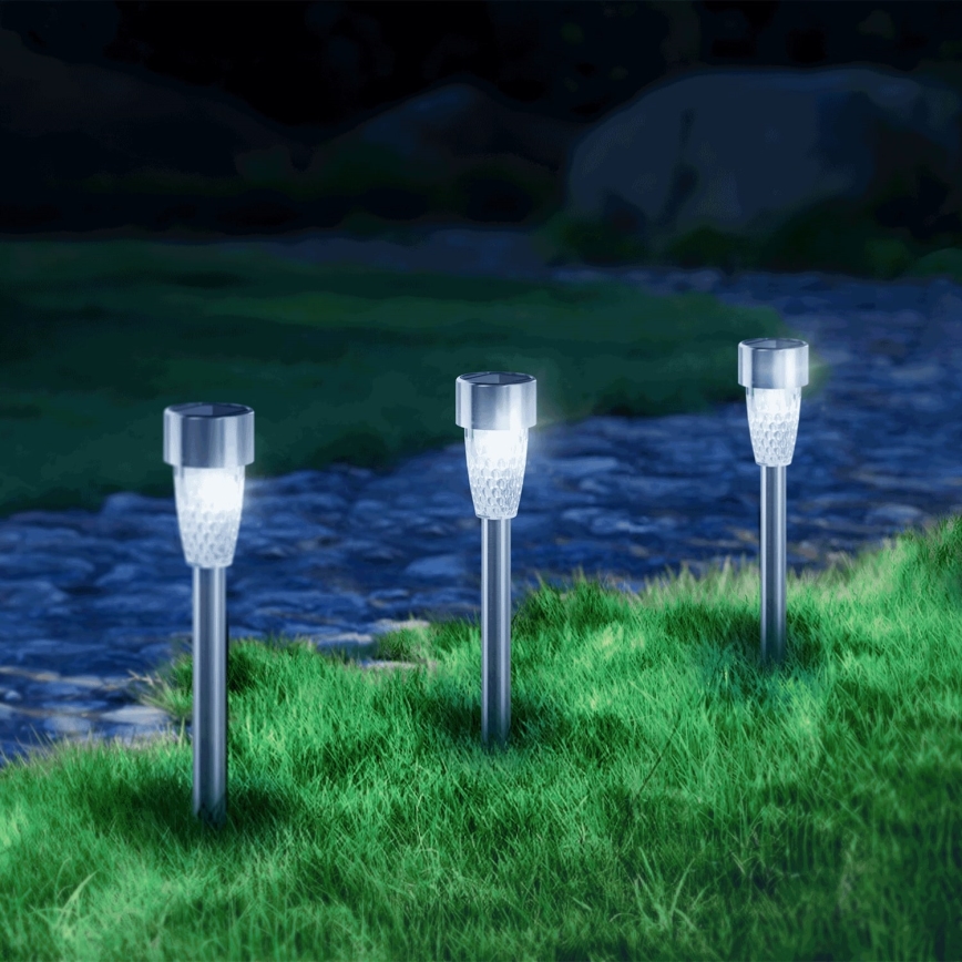 Aigostar - LED Solarna svetilka LED/0,006W/1,2V 40 mAh 29,7 cm mat krom 6500K IP44