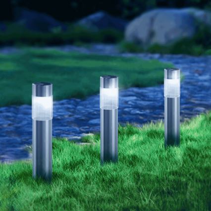Aigostar - LED Solarna svetilka LED/0,006W/1,2V 31,5 cm 100 mAh mat krom 6500K IP44