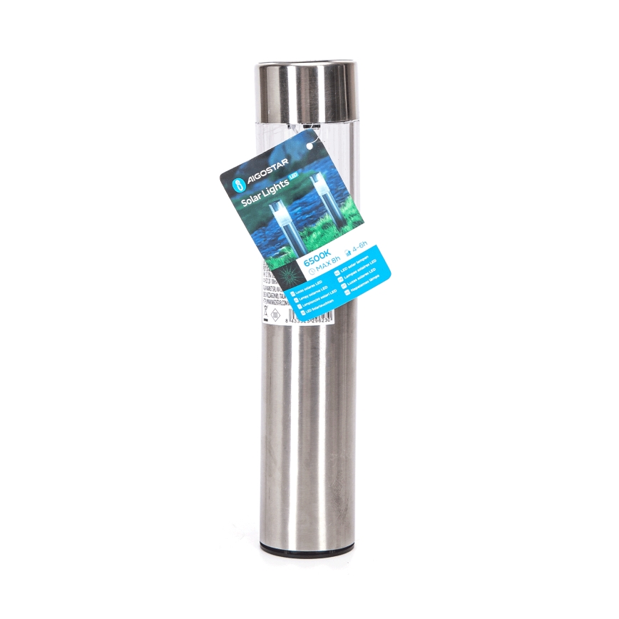 Aigostar - LED Solarna svetilka LED/0,006W/1,2V 31,5 cm 100 mAh mat krom 6500K IP44