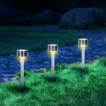 Aigostar - LED Solarna svetilka LED/0,006W/1,2V 32cm mat krom 200 mAh 2700K IP44