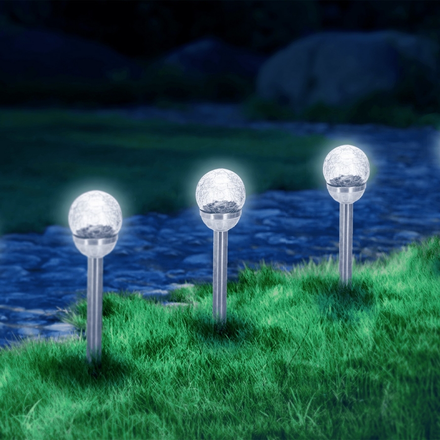 Aigostar - LED Solarna svetilka LED/0,006W/1,2V 37,8cm mat krom 6500K IP44 100 mAh