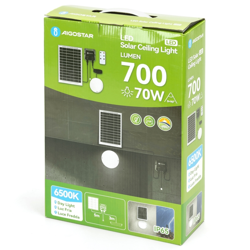 Aigostar - LED Solarna svetilka LED/70W/12V 6000 mAh 6500K pr. 20,5 cm + Daljinski upravljalnik