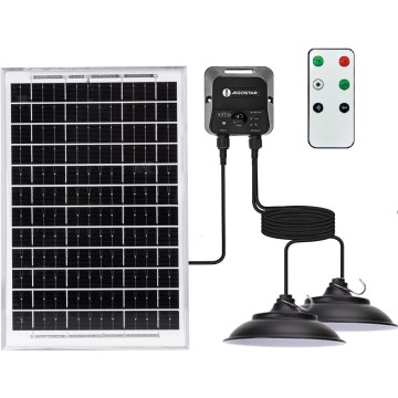 Aigostar - LED solarna svetilka s senzorjem 2xLED/35W/12V 6000 mAh 6500K IP65 premer 15 cm + daljinski upravljalnik