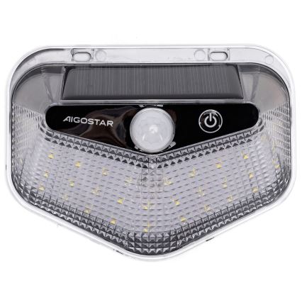 Aigostar - LED solarna svetilka s senzorjem LED/3,7V 6500K 500 mAh IP65 črna