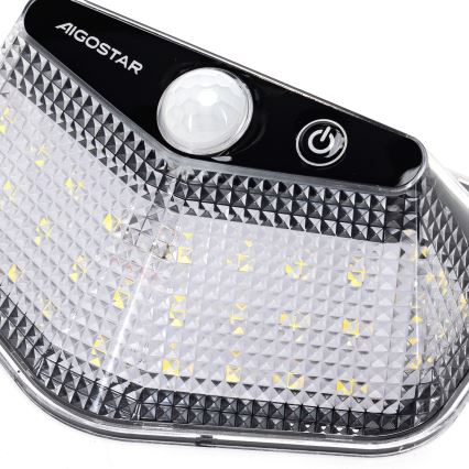 Aigostar - LED solarna svetilka s senzorjem LED/3,7V 6500K 500 mAh IP65 črna
