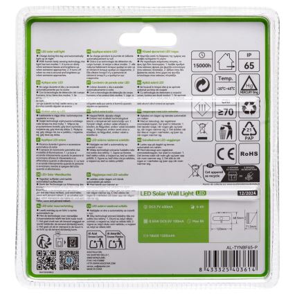 Aigostar - LED solarna svetilka s senzorjem LED/3,7V 6500K 500 mAh IP65 črna