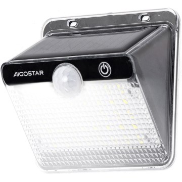 Aigostar - LED solarna svetilka z senzorjem LED/3,7V 6500K 1200 mAh IP65 črna