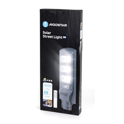 Aigostar - LED Solarna ulična svetilka s senzorjem gibanja in mraka LED/150W/3,2V 15000mAh IP65 6500K + Daljinski upravljalnik