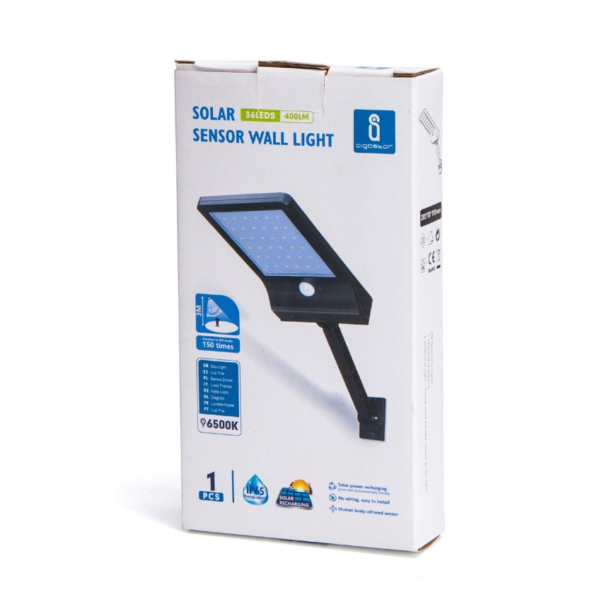 Aigostar - LED Solarna ulična svetilka s senzorjem LED/2,3W/5,5V 1800 mAh IP65