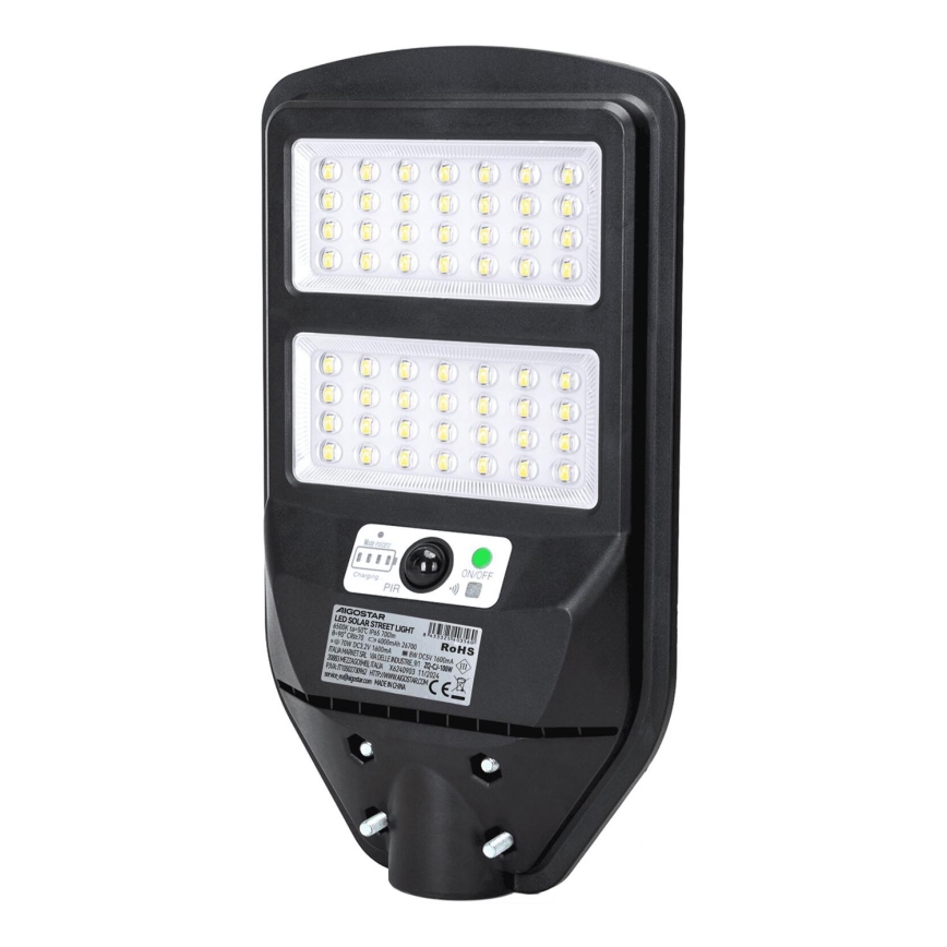 Aigostar - LED Solarna ulična svetilka s senzorjem LED/70W/3,2V 4000mAh IP65 6500K + Daljinski upravljalnik