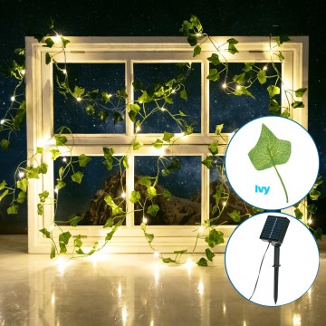 Aigostar - LED Solarna veriga 100xLED/12m IP65 topla bela ivy