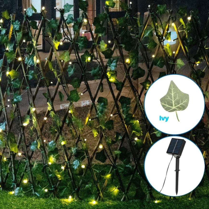 Aigostar - LED Solarna veriga 102xLED/2x0,7m IP65 300 mAh topla bela ivy