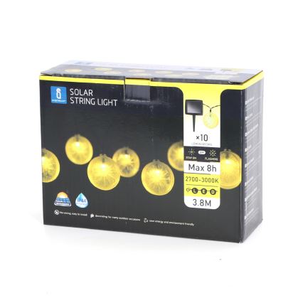Aigostar - LED Solarna veriga 10xLED/3,8m IP44 600 mAh topla bela