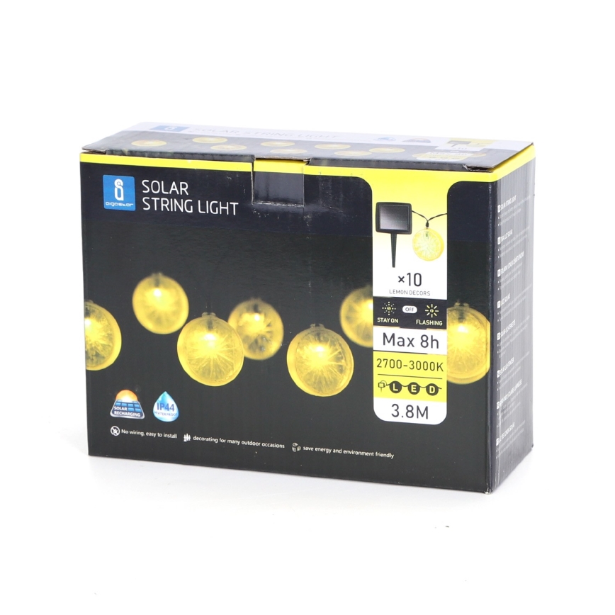 Aigostar - LED Solarna veriga 10xLED/3,8m IP44 600 mAh topla bela
