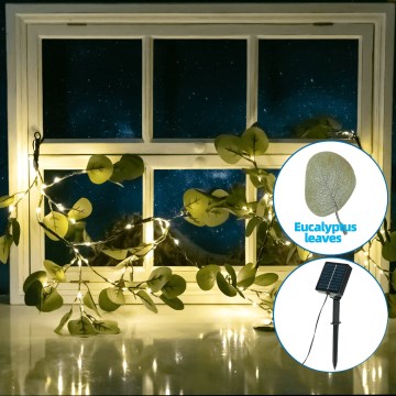 Aigostar - LED Solarna veriga 110xLED/4m IP65 topla bela evkaliptos