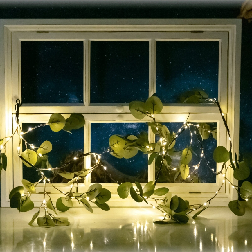 Aigostar - LED Solarna veriga 110xLED/4m IP65 topla bela evkaliptos