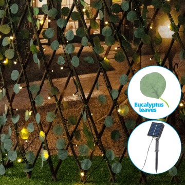 Aigostar - LED Solarna veriga 148xLED/2x1,2m IP65 topla bela evkaliptos