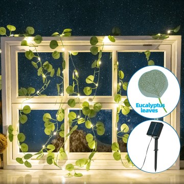 Aigostar - LED Solarna veriga 50xLED/7m IP65 topla bela evkaliptos