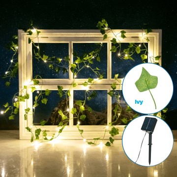 Aigostar - LED Solarna veriga 50xLED/7m IP65 topla bela ivy