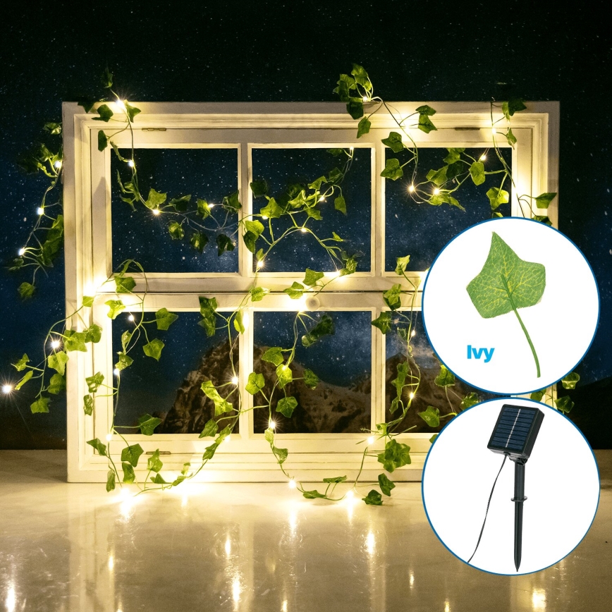 Aigostar - LED Solarna veriga 50xLED/7m IP65 topla bela ivy
