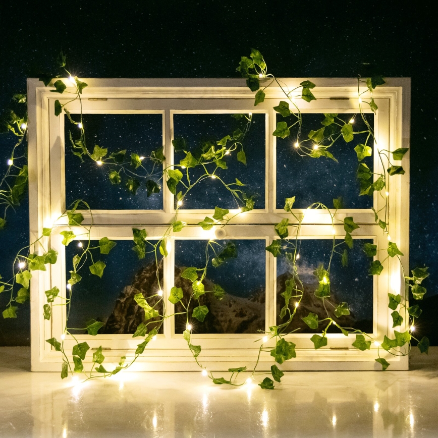 Aigostar - LED Solarna veriga 50xLED/7m IP65 topla bela ivy