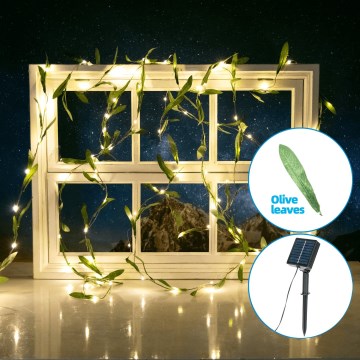 Aigostar - LED Solarna veriga 50xLED/7m IP65 topla bela oliva