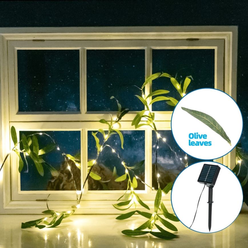 Aigostar - LED Solarna veriga 60xLED/4m IP65 topla bela oliva