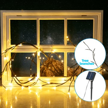 Aigostar - LED Solarna veriga 72xLED/4m IP65 topla bela drevo PLEASE TRANSLATE