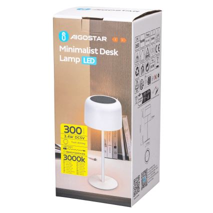 Aigostar - LED Solarna zatemnitvena polnilna namizna svetilka LED/3W/5V 2200mAh bela IP54
