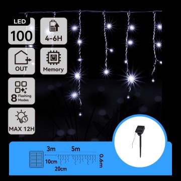 Aigostar - LED solarni božični niz 100xLED/8 funkcij 8x0,6m 500 mAh IP65 hladna bela