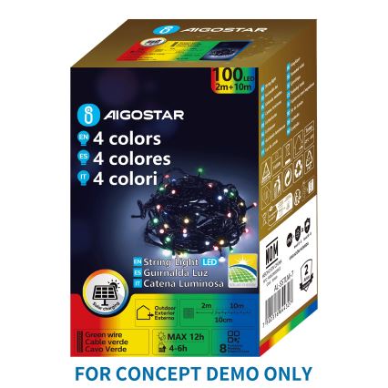 Aigostar - LED sončni božični niz 200 LED / 8 funkcij, 22 m, IP65, večbarven, 800 mAh
