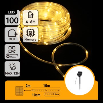 Aigostar - LED solarni božični niz luči 100xLED/8 funkcij 12m IP65 topla bela