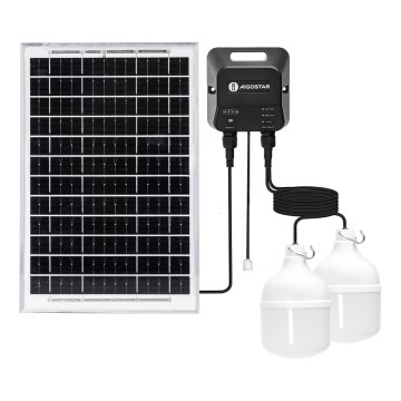 Aigostar - LED solarni lestenec 2xLED/35W/12V 6000 mAh 6500K IP65 premer 10 cm + daljinski upravljalnik