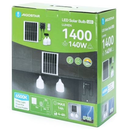 Aigostar - LED Solarni lestenec 2xLED/70W/12V 12000 mAh 6500K pr. 12 cm + Daljinski upravljalnik