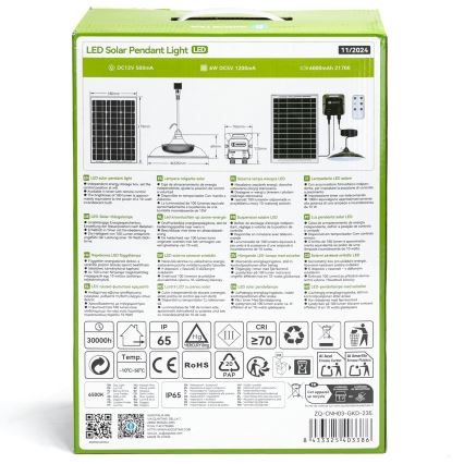 Aigostar - LED Solarni lestenec LED/70W/12V 6000 mAh 6500K pr. 23,5 cm + Daljinski upravljalnik