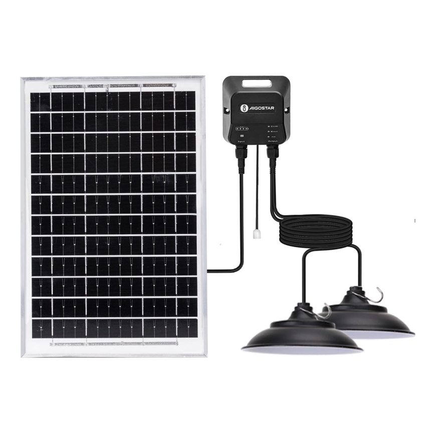 Aigostar - LED Solarni lestenec s senzorjem 2xLED/35W/12V 6000 mAh 6500K pr. 15 cm + Daljinski upravljalnik
