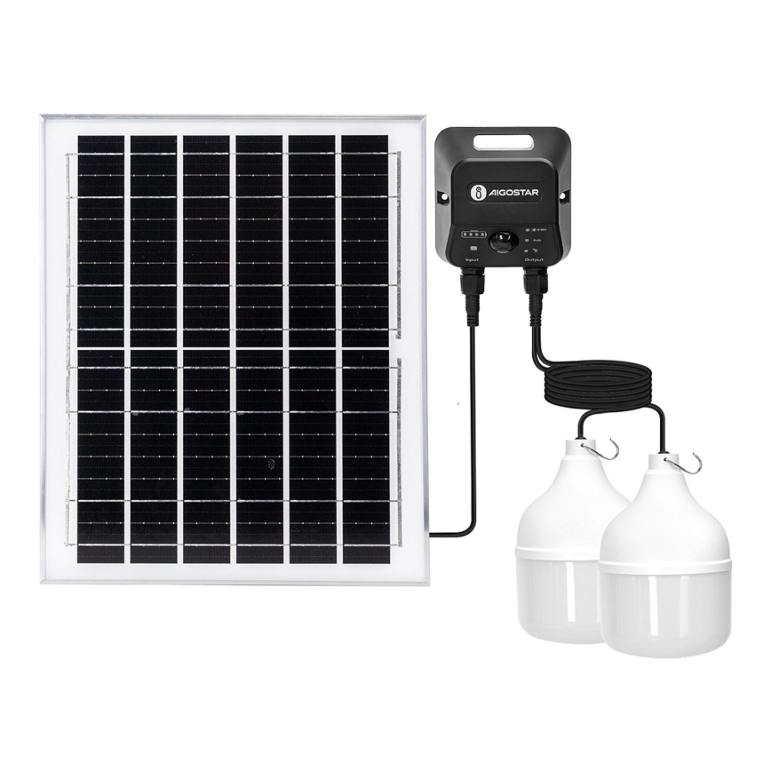 Aigostar - LED Solarni lestenec s senzorjem 2xLED/70W/12V 12000 mAh 6500K pr. 12 cm + Daljinski upravljalnik