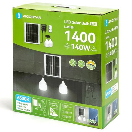 Aigostar - LED Solarni lestenec s senzorjem 2xLED/70W/12V 12000 mAh 6500K pr. 12 cm + Daljinski upravljalnik