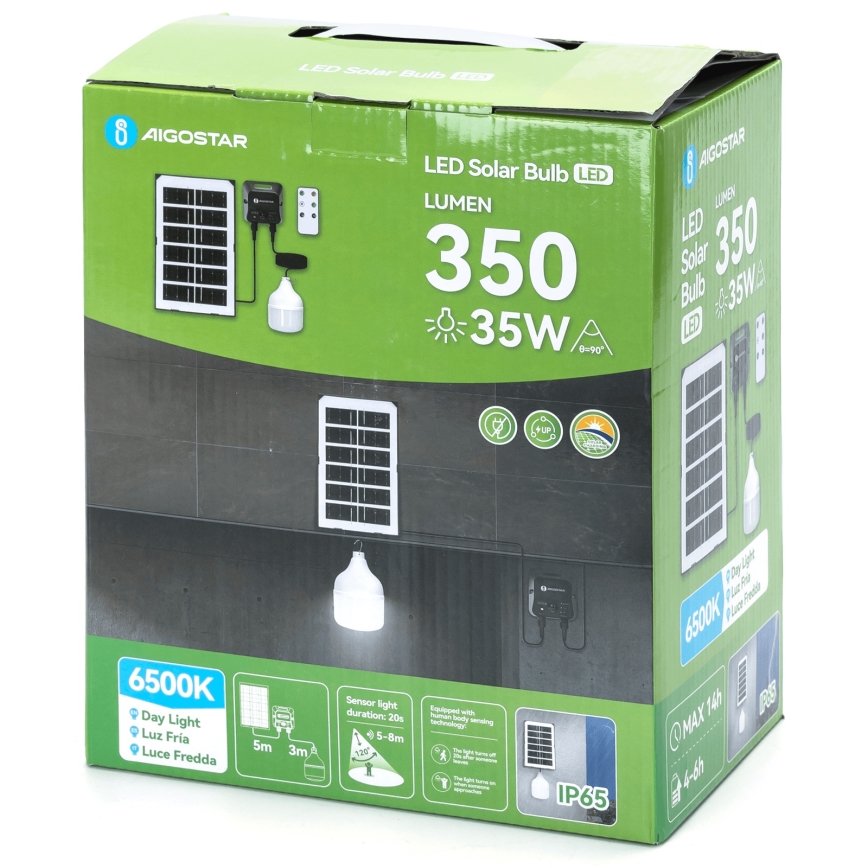 Aigostar - LED Solarni lestenec s senzorjem LED/35W/12V 3000 mAh 6500K pr. 10 cm + Daljinski upravljalnik