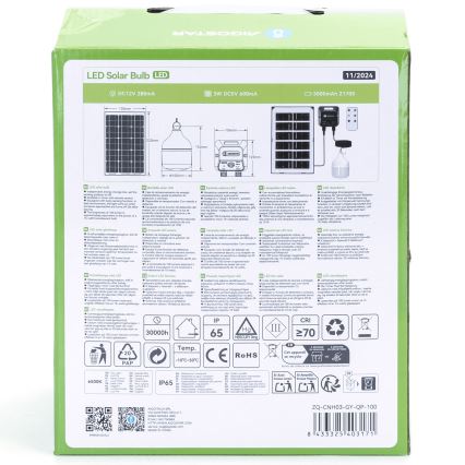 Aigostar - LED Solarni lestenec s senzorjem LED/35W/12V 3000 mAh 6500K pr. 10 cm + Daljinski upravljalnik