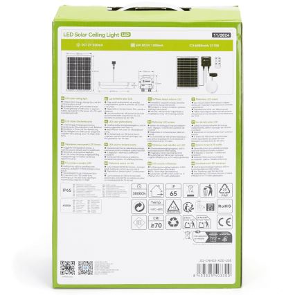 Aigostar - LED sončno svetilo LED/70W/12V 6000 mAh 6500K IP65 premer 20,5 cm + daljinski upravljalnik