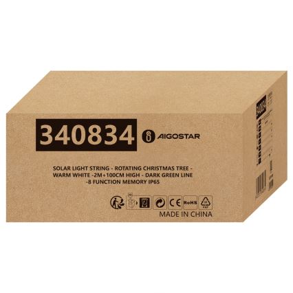Aigostar - LED solarna božična dekoracija LED/0,59W/3,7V 100 cm IP65 130 mAh topla bela