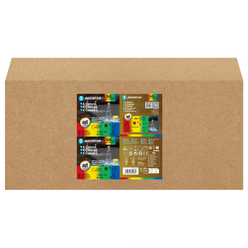 Aigostar - LED sončna božična dekoracija LED/0,59W/3,7V 100 cm IP65 130 mAh večbarvna
